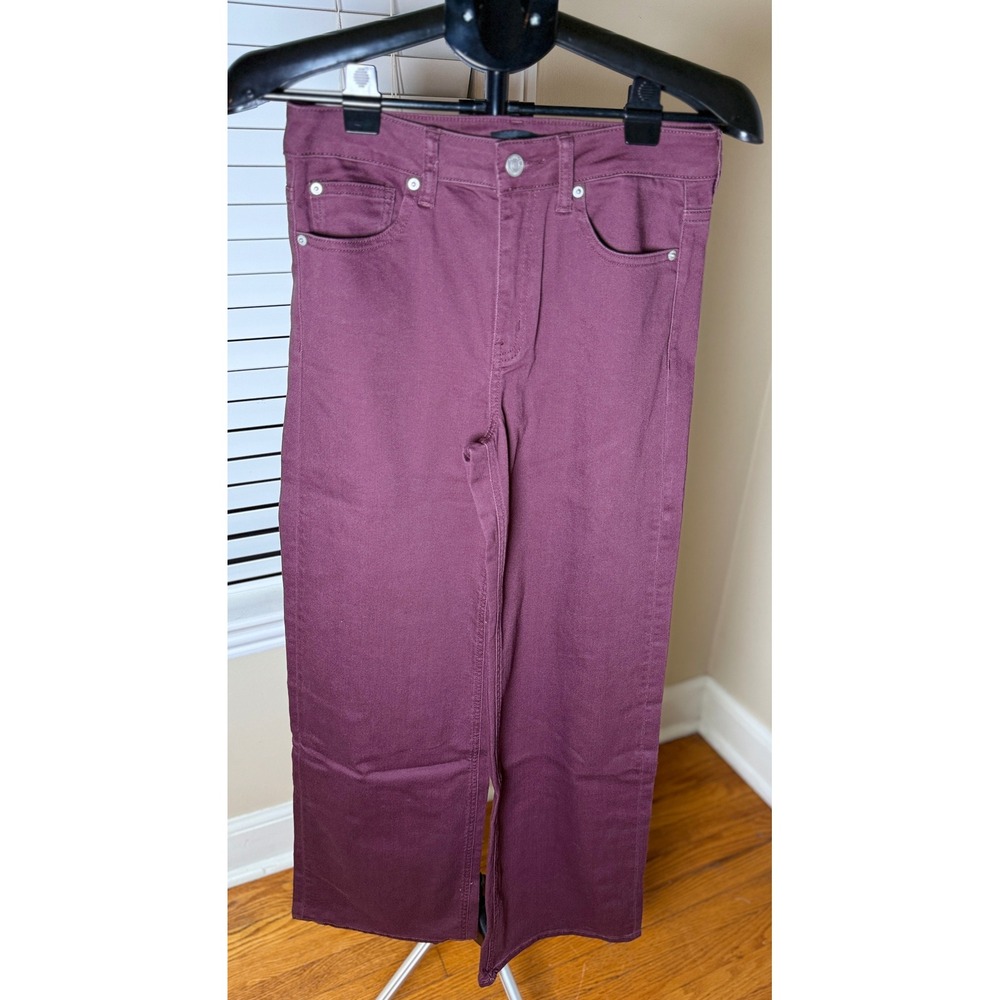 Quince Bella Stretch Wide Leg Jeans 28 Wine Tasting Burgundy Plum W-PNT-171